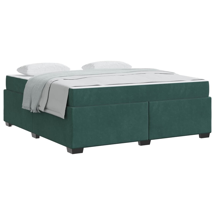 Ágykeret matraccal matracmal Sötétzöld 180 x 200 cm Bársony, vidaXL, 3399305