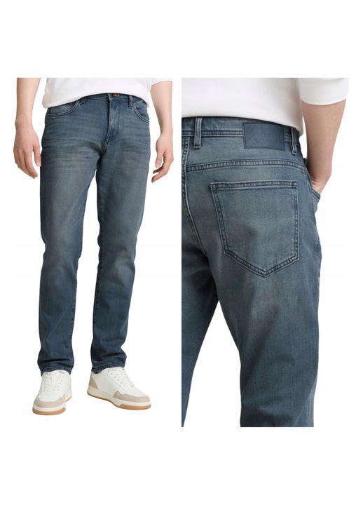 Blugi Barbati, Tom Tailor, Josh Regular, Straight Fit, Talie Medie, Fermoar, Lungi, 5 Buzunare, Bumbac, W34-L30 US, Albastru