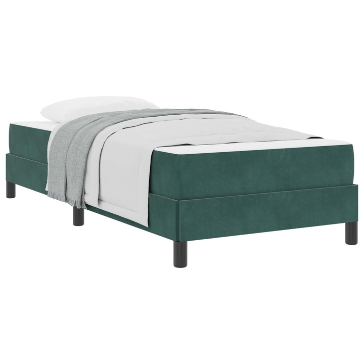Boxspring ágy matraccal matracmal Sötétzöld 90 x 190 cm Bársony, vidaXL, 3398662