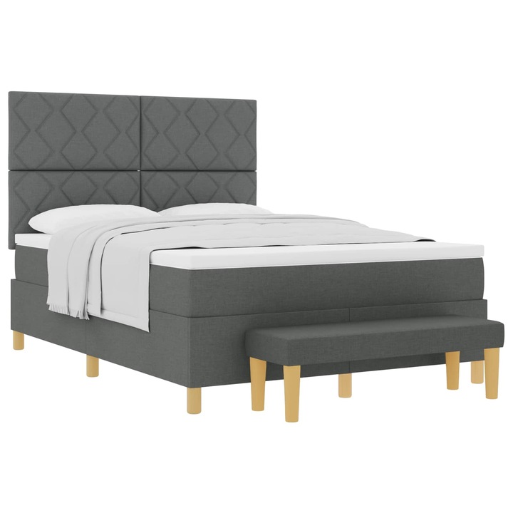 Pat cu arcuri cu saltea vidaXL, Gri inchis 160 x 200 cm tesatura