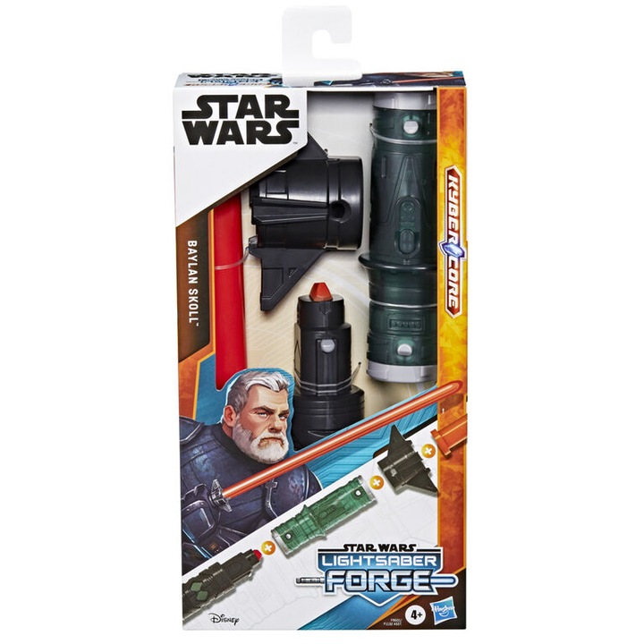 Sabie pentru jocuri, Hasbro, Star Wars Lightsaber Forge Baylan Skoll, lama extensibila portocalie, set cu accesorii