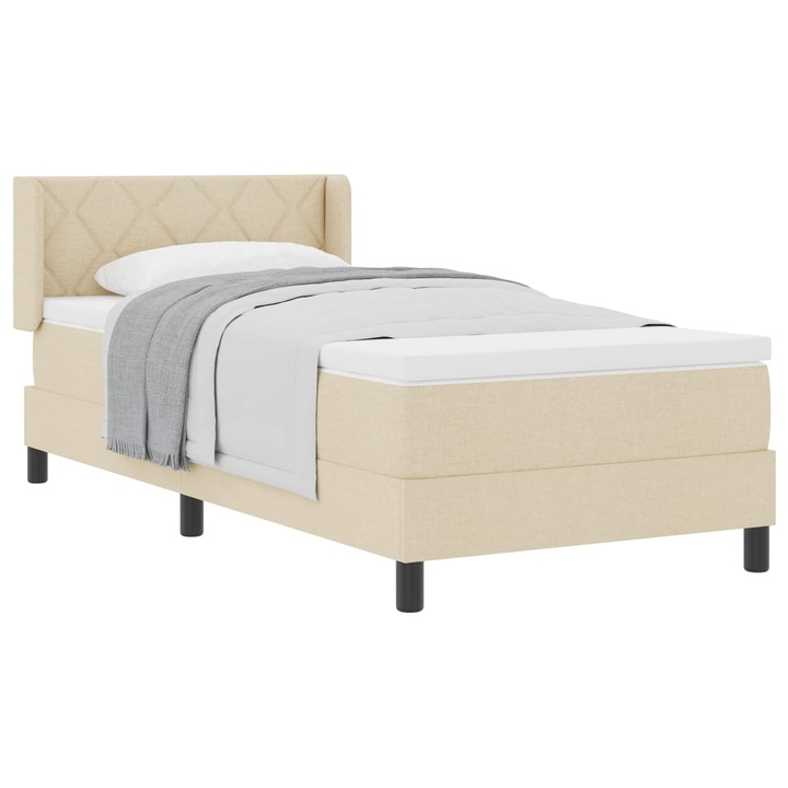 Boxspring ágy matraccal Krém 90 x 190 cm Szövet és Mérnöki Fa, vidaXL, 3341144
