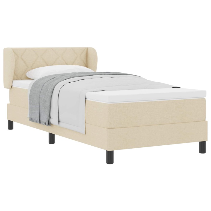 Boxspring ágy matraccal matracmal Krém 100 x 200 cm szövet, vidaXL, 3340078