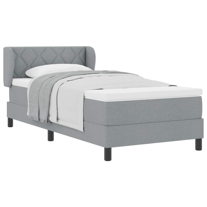 Boxspring ágy matraccal Világosszürke 90 x 200 cm szövet, vidaXL, 3340066