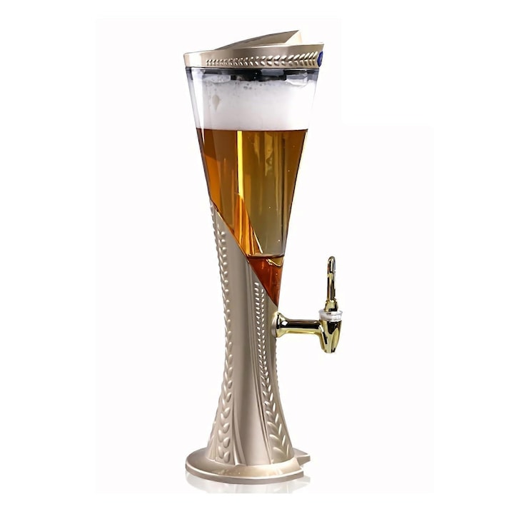 Dispenser bere 3L cu robinet, tub de gheata, aurie