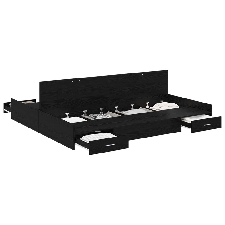 Ágykeret tárolóval fiókkal Fekete tölgy 200 x 200 cm Faanyag, vidaXL, 3335262