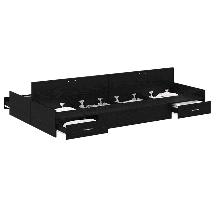 Ágykeret tárolóval fiókkal Fekete tölgy 120 x 200 cm Faanyag, vidaXL, 3335302
