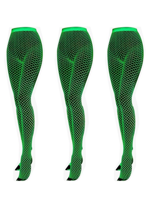 Ciorapi plasa sexy, set 3 piese, design fluorescent, alb, material elastic, One Size INTL