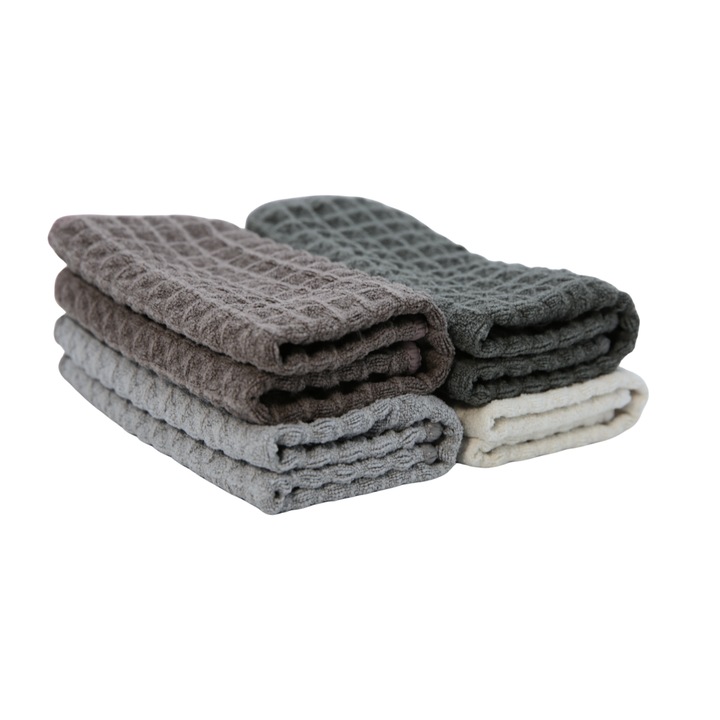 Set 4 lavete microfibra 30x30cm gri, bej, albastru, maro, absorbante, fara scame