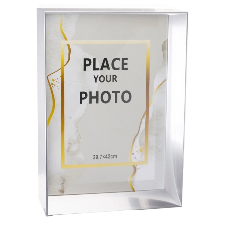 Rama Foto Decorativa Argintie cu Cadru Lat 30x42cm