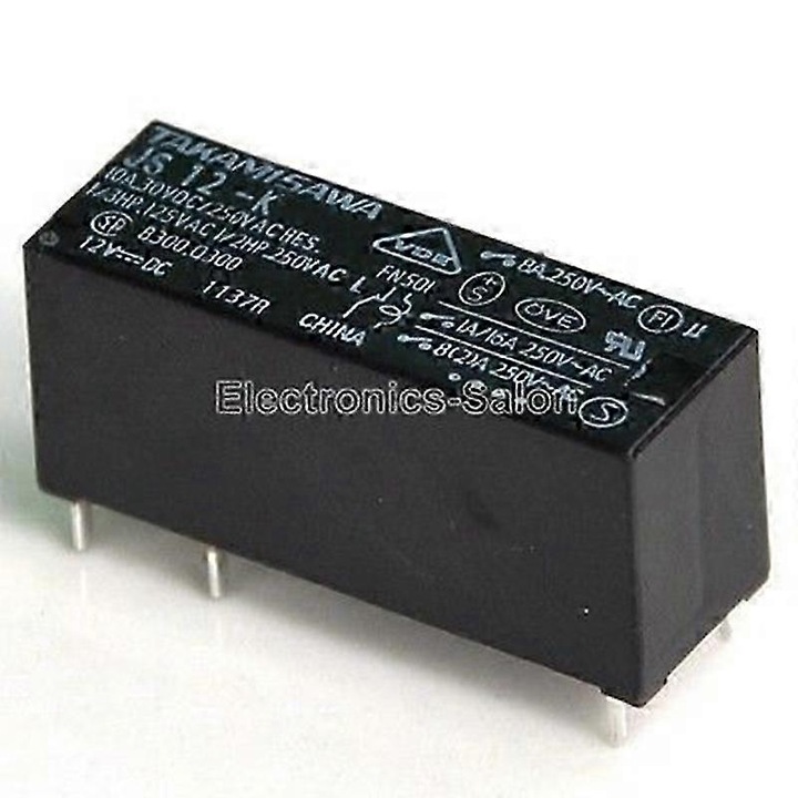 Releu SPDT Takamisawa JS 12-K, set de 2 bucati, 12V DC, 8A, 29x10x12.5mm