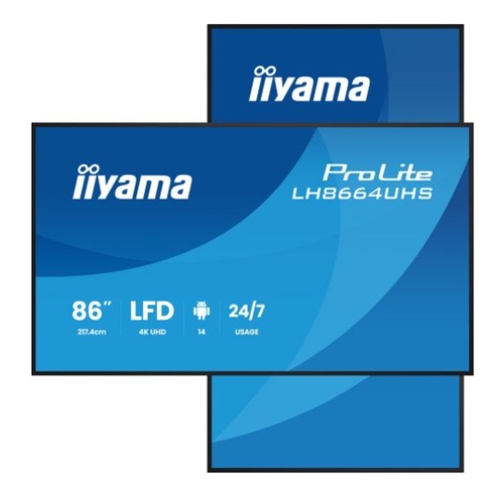Ecran Profesional IPS LED Iiyama 85.6" LH8664UHS-B3AG, UHD 3840 x 2160, HDMI, Boxe Negru