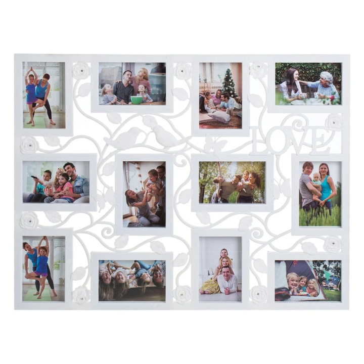 Rama Foto Decorativa Alba Dreptunghiulara pentru 12 Poze 70x54cm