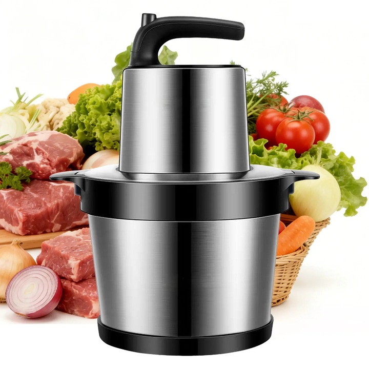 Електрическа месомелачка, 6 L кухненски робот, 1000–1300 W, купа от неръждаема стомана, мощен чопър, 220 V EU щепсел