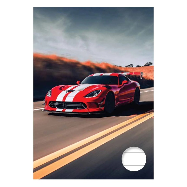 A5-ös füzet, vonalas, versenyautó mintás borítóval - 80 lap