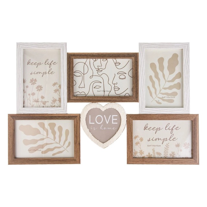 Rama Foto de Lemn Maro pentru 5 Poze 45x29x1,5cm