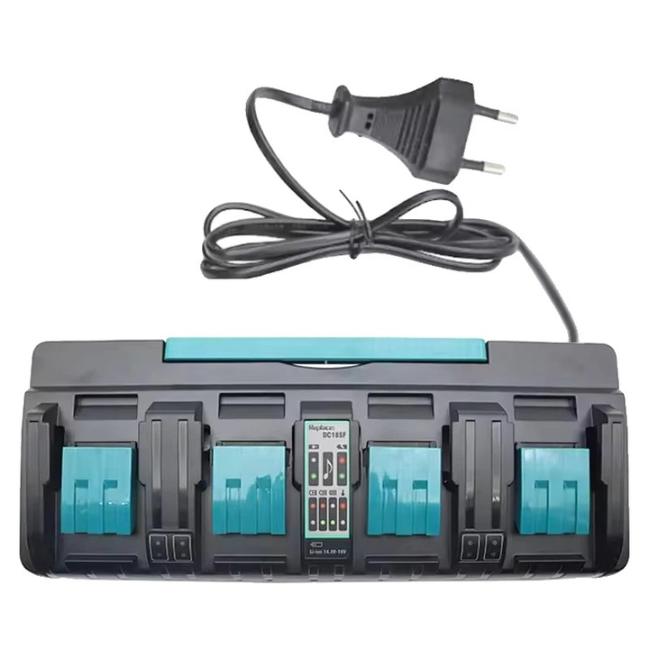 Akkumulátortöltő, intelligens töltés, biztonsági védelem, 4 csatorna, kompakt méretek