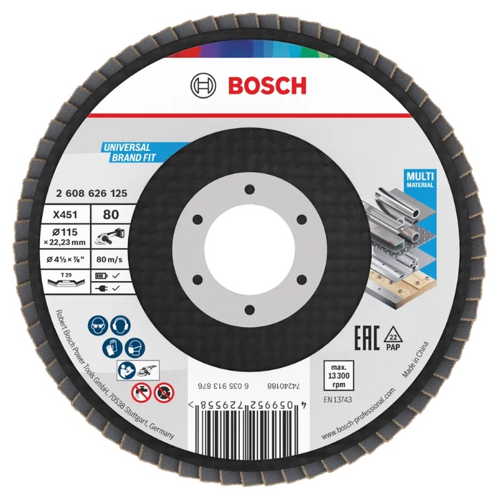 Disc de slefuire evantai X451, 115 x 22, 23 mm, G80, T29