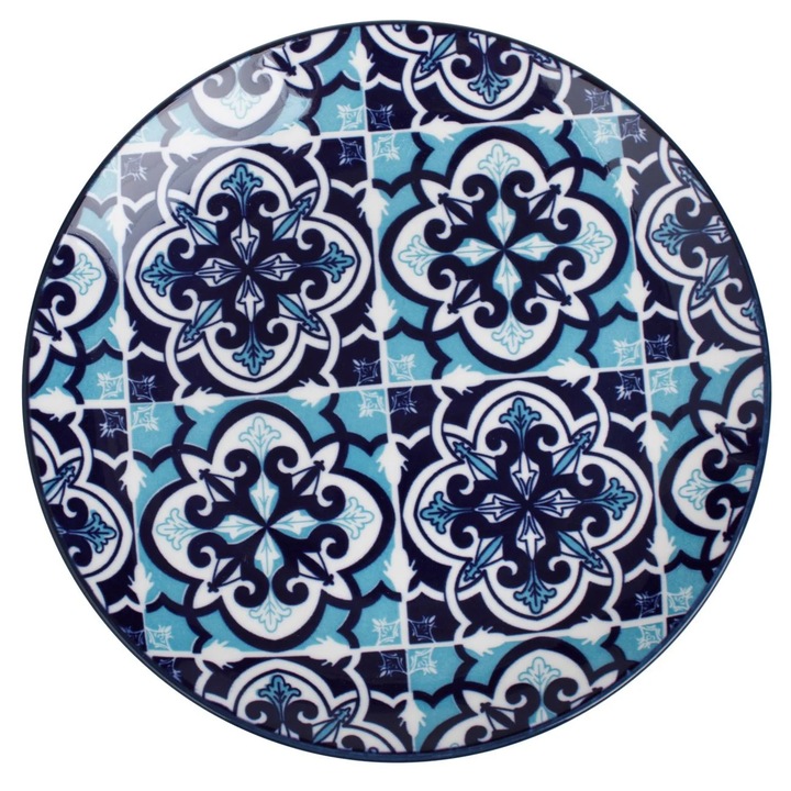 Kék Lapostányér Azték Mintával Ø19cm