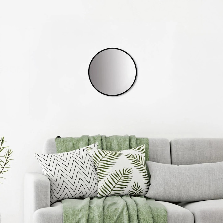 Oglinda de Perete Rotunda cu Cadru Metalic Ø40cm