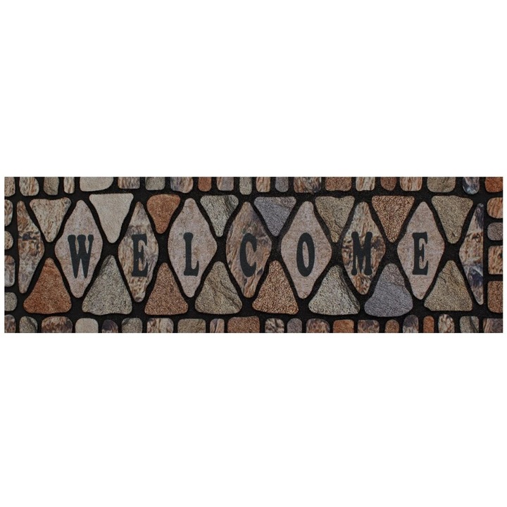 Fekete lábtörlő dombornyomott köves „Welcome” mintával 75x25cm