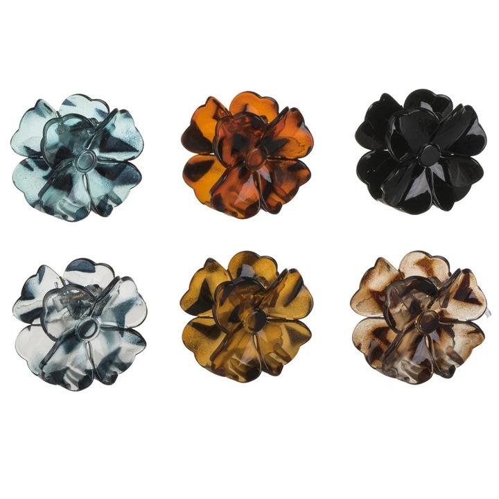 Clame Par cu Forma de Floare Lucioase de Diferite Culori pentru Femei 4cm - 6buc