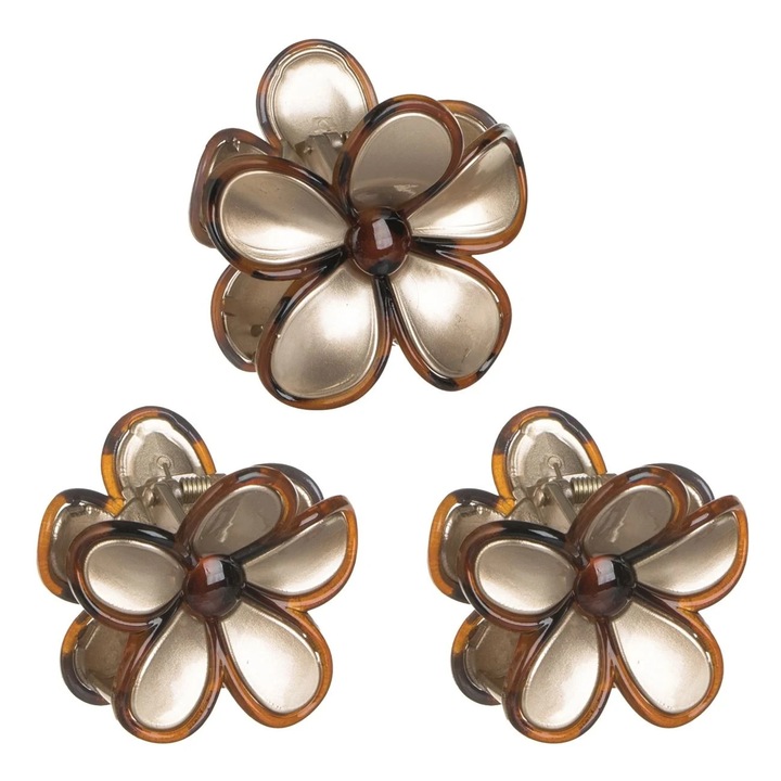 Fényes Arany Virágos Hajcsat Nagy 2 Méretben - 3db