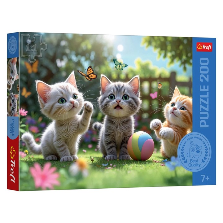Puzzle Pisici cu Fluturi (200 de piese) - Trefl