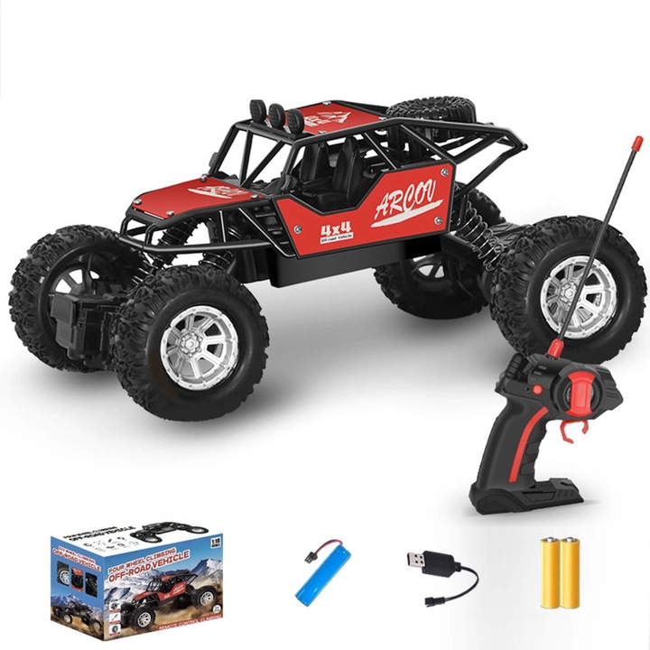 Masinuta Off-Road cu telecomanda, VANTHEIR, 2 baterii, rosu