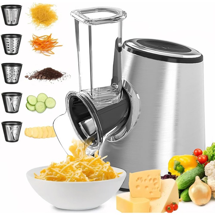 Електрическа ренде Zylcxis 5 в 1, неръждаема стомана, 800W, 5 скорости, отвор 9см