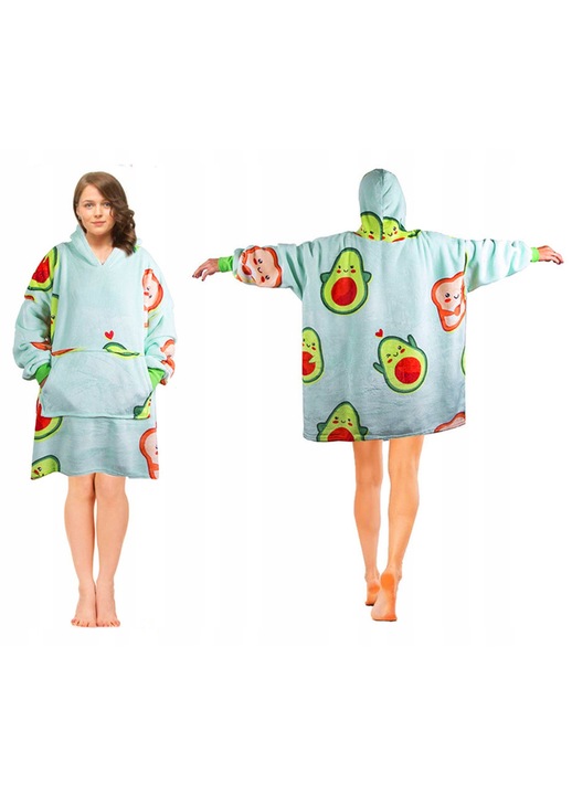 Bluza-Patura XXL „Avocado” din Fleece Moale cu Gluga - Confort si Caldura 2 in 1
