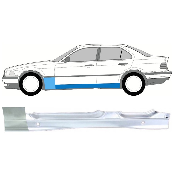 Prag Complet + Reparatie Aripa Fata Pentru Bmw 3 E36 1990-2000 / Stanga / Set