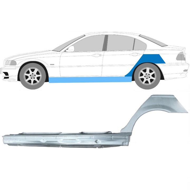 Prag Complet + Reparatie Aripa Spate Pentru Bmw 3 E46 1998-2006 / Stanga / Set