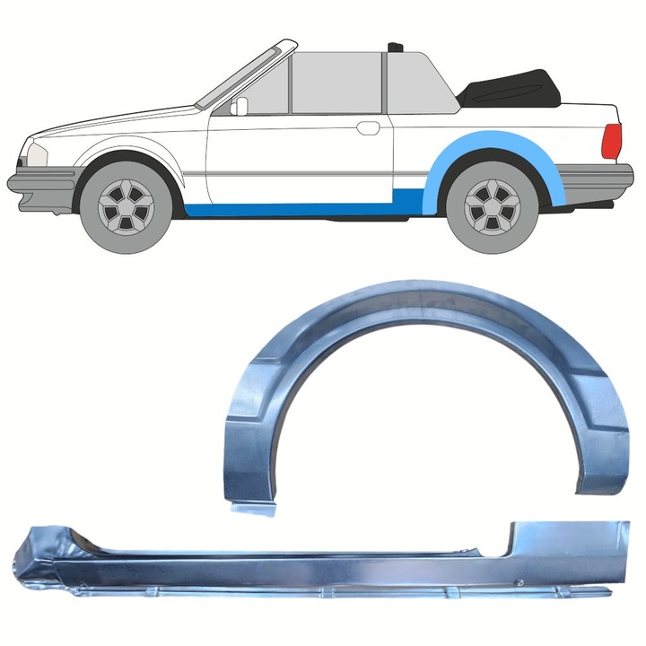 Reparatie Prag + Aripa Spate Pentru Ford Escort 1986-1990 / Stanga / Cabrio / Set