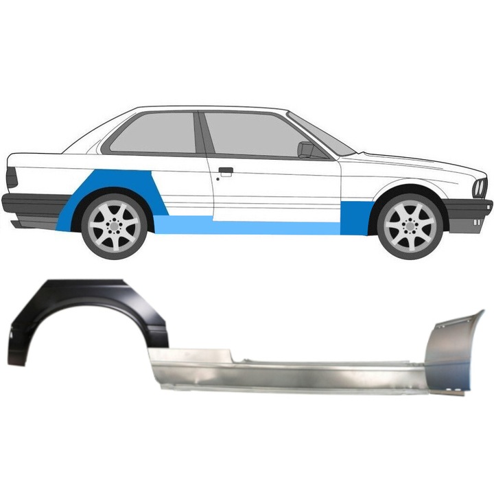 Reparatie Prag + Aripa Fata + Aripa Spate Pentru Bmw 3 E30 1982-1987 / Dreapta / Set