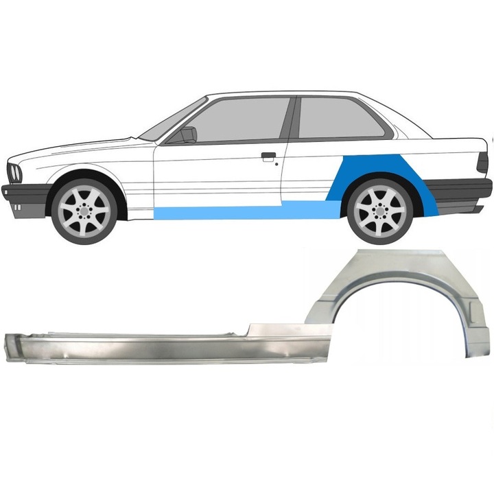 Prag Complet + Reparatie Aripa Spate Pentru Bmw 3 E30 1987-1994 / Stanga / Set