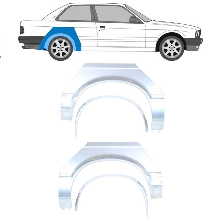 Reparatie Aripa Spate Interior + Exterior Pentru Bmw 3 E30 1982-1987 / Set