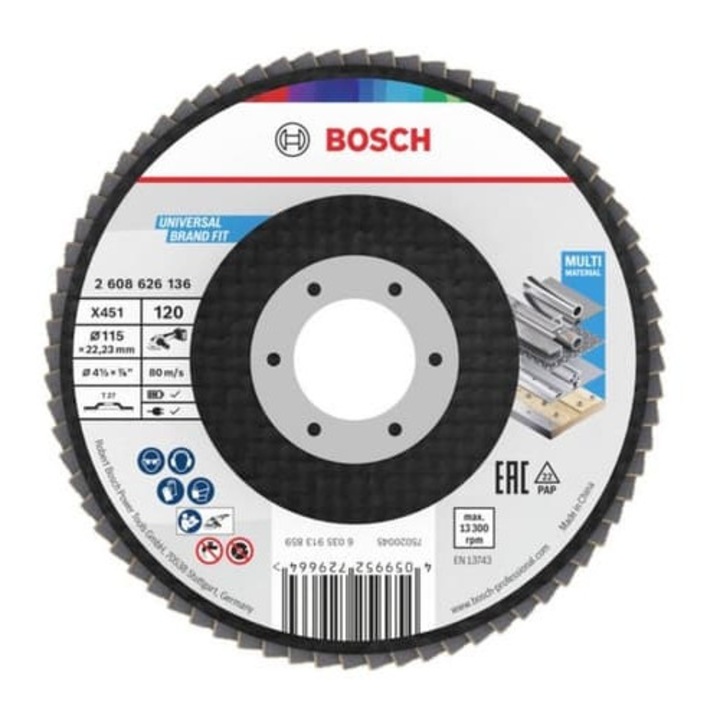 Disc de slefuire evantai X451, 115 x 22, 23 mm, G120, T27