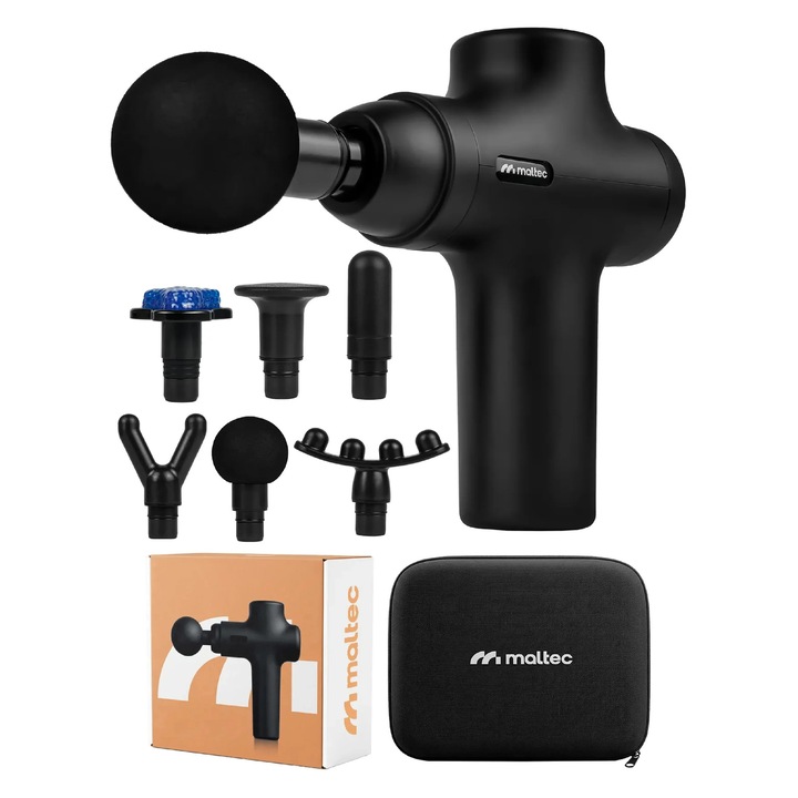 Масажен пистолет с 6 сменяеми глави, 4 скорости, MalTec 113859