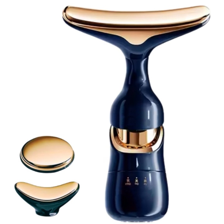 Aparat masaj facial si gat, Aparat Facial Electric, Massaj, Lifting, Potrivit Pentru Fata, Ochi si Gat, 3 Capete Interschimbabile