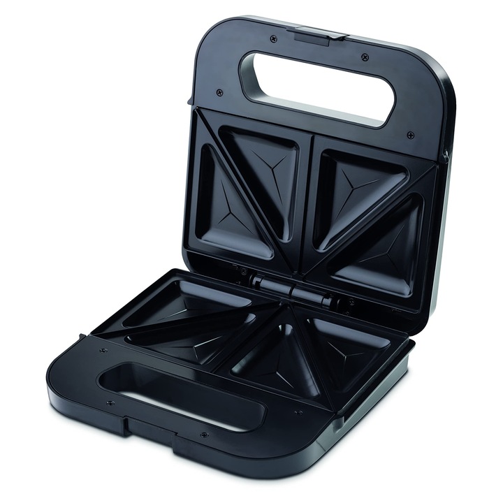 Ufesa SW7870 Delish Sandwich Maker 900W, placi acoperite antiaderent, etansare perfecta, 2 sandvisuri, fara BPA, otel inoxidabil/plastic