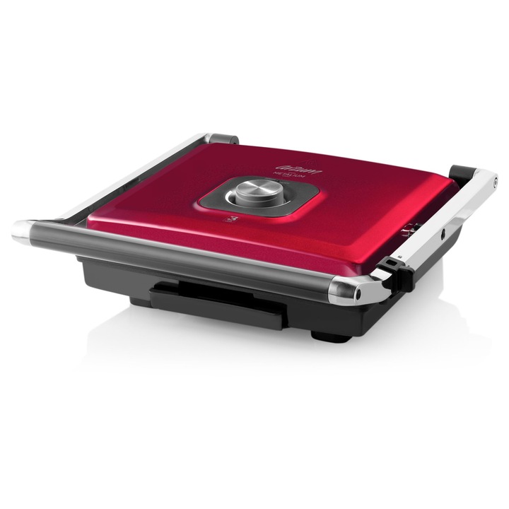 ARZUM AR2022 MASINA DE GRIL SI TOST METAL, presa Panini si aparat pentru sandvisuri, capacitate 4 toast-ROSU