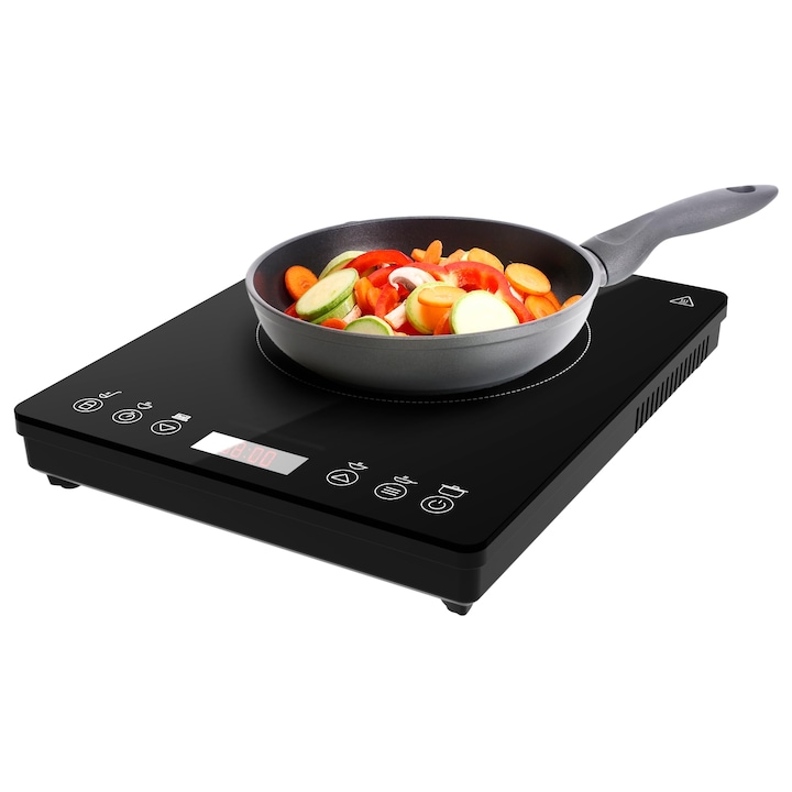 Plita electrica Amzchef, ultracompacta, 2000W, 10 trepte de putere, neagra