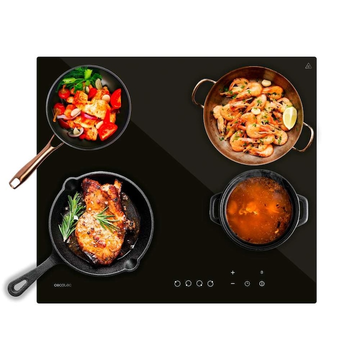 Plită electrică Cecotec Bolero Squad I, 3 zone, 7200W, control glisor tactil, blocare pentru copii