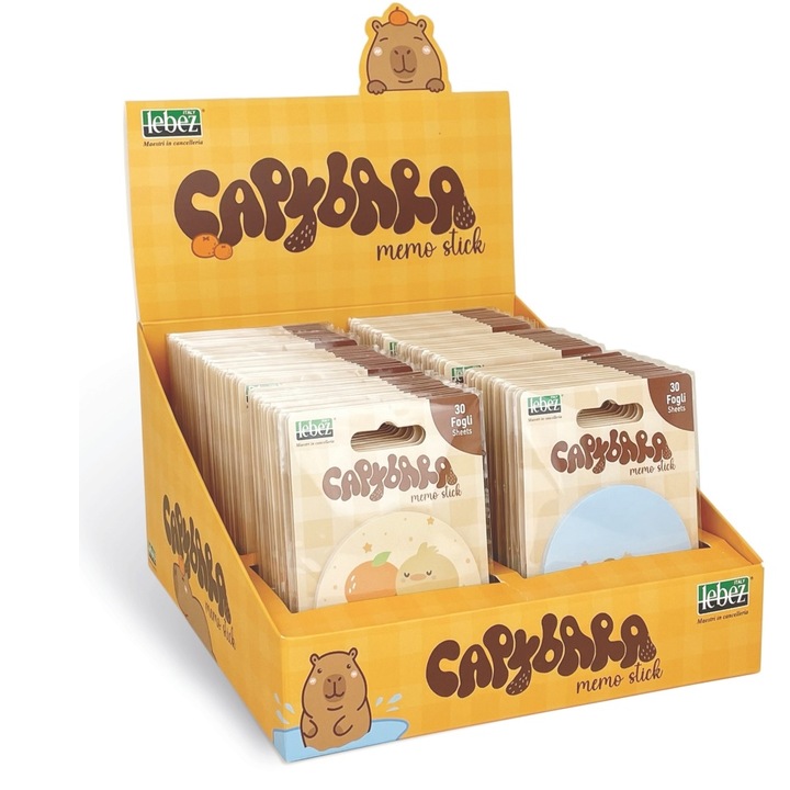 Самозалепващи бележки, капибара, 6 модела (84 блистера/дисплей)