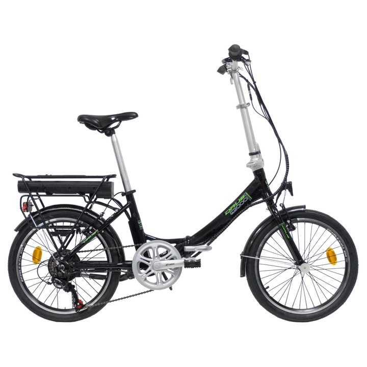Bicicleta electrica 20 inch, cadru otel, 6 viteze, shimano, negru, E2000