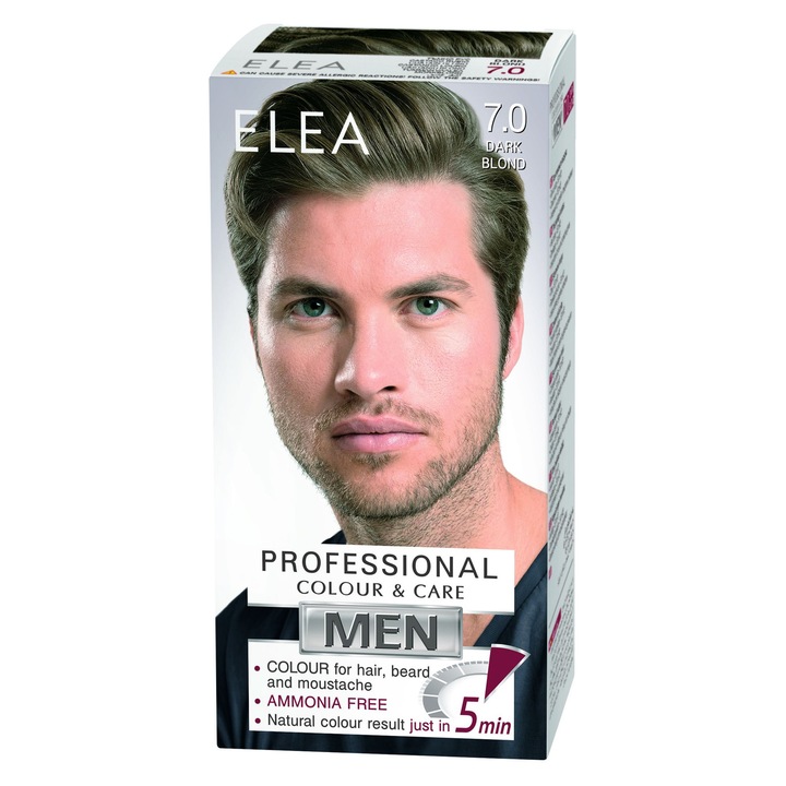 Vopsea pentru par, barba, mustata, ELEA PROFESSIONAL MEN, 7.0 Blond Inchis, 100 ml