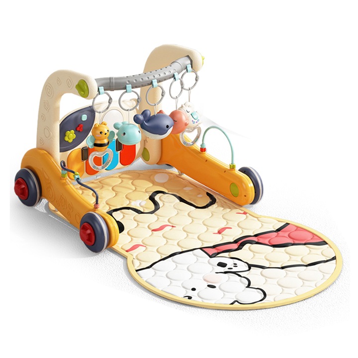 Antemergator si saltea de joaca, 2 in 1, Bebe Stars, Cu muzica si lumini, Piano Bear