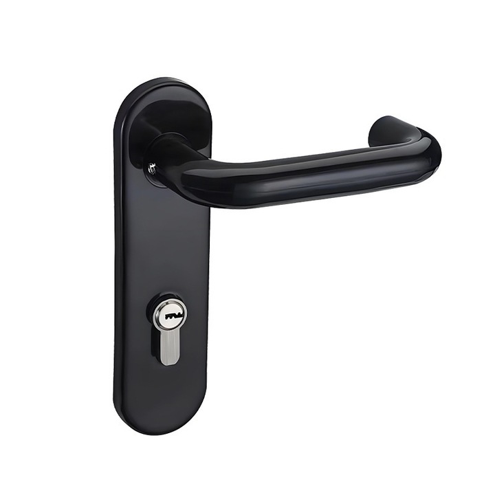 Broasca de usa cu mecanism de deschidere rapida si maner exterior, finisaj negru mat, 180x45mm