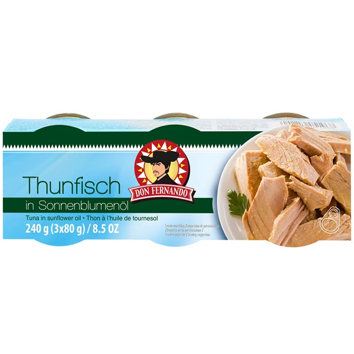 Conservă ton Don Fernando, set 3x80g, ulei de floarea-soarelui